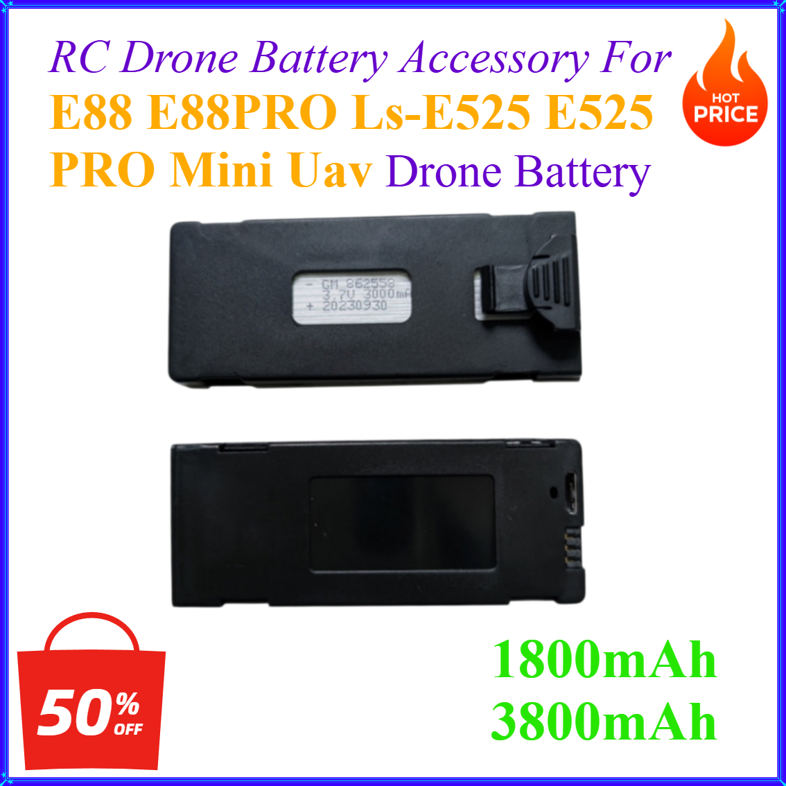 Drone Rc E88 Pro - 3.7V 1800mAh 3800mAh RC ドローンバッテリーアクセサリー E88