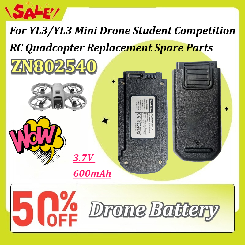 Drone Rc Yl3 - ZN802540 3.7V 600mAh リチウムイオン充電式バッテリー YL3ミニドローン 学生競技用RCクアッドコプター交換用スペアパーツ