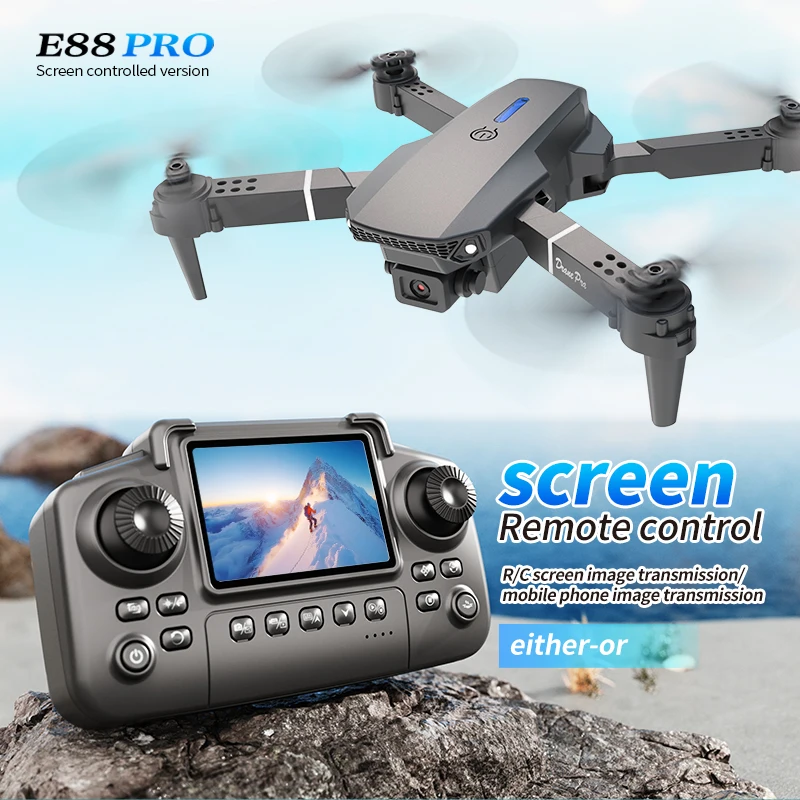 Drone Rc Cable - プロフェッショナルE88 PROドローン、スクリーン付き8K HDカメラ、WiFi FPV、折りたたみ式RCクアッドコプター、子供と大人向けのアウトドアギフト