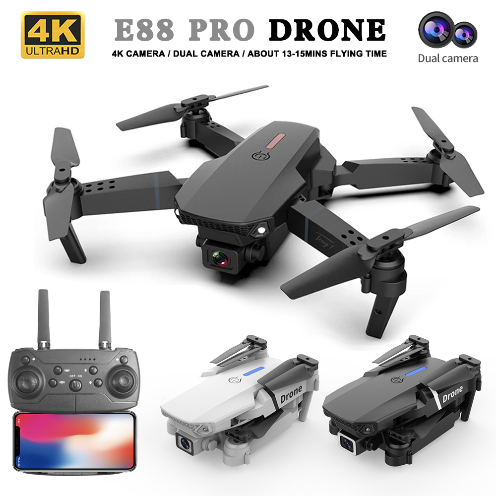 Drone Rc E88 Pro - 2026 ミニRC E88ドローン 折りたたみ式クアッドコプター LEDホバー リモートコントロール