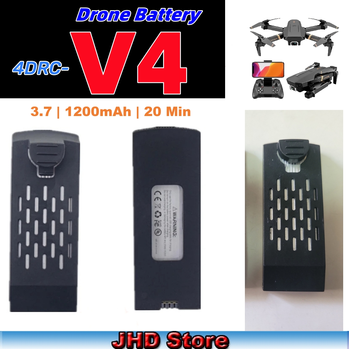 Lyzrc Drone - Jhd-rcクワッドコプター用バッテリー,交換用バッテリー,4drc v4,3.7v,1200mah,オリジナル,卸売り