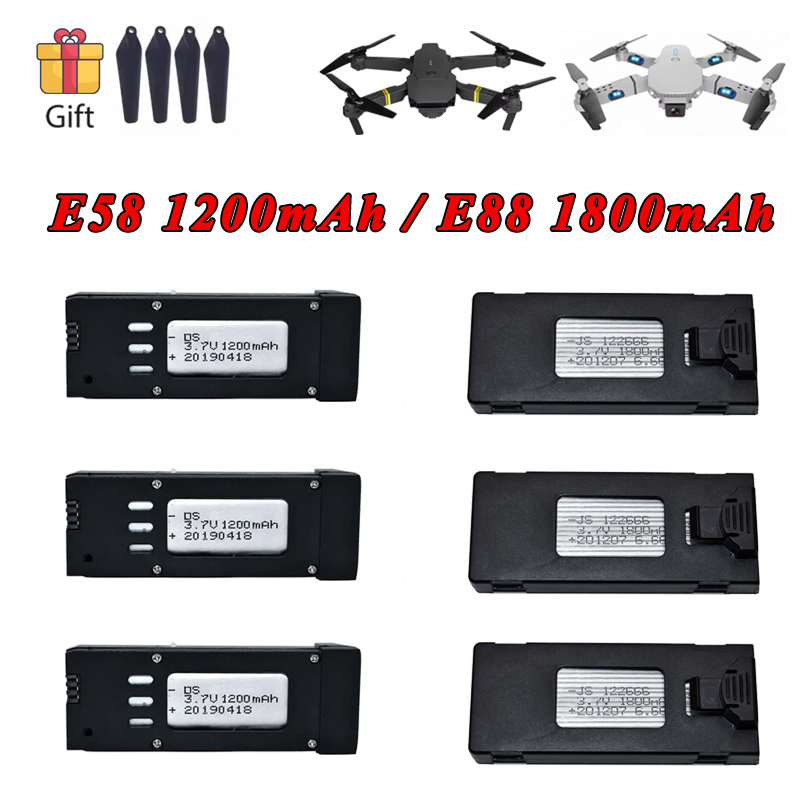 Lyzrc Drone - 3.7V 1200mAh 1800mAh リポバッテリー E88 E88PRO