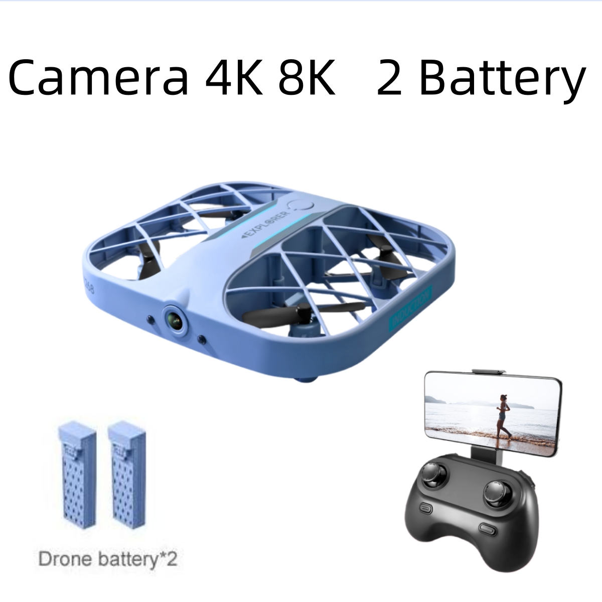 Lyzrc Drone - JJRC H107 FPV RCドローン（バッテリー2個付き）、8K/4Kカメラ搭載クアッドコプター、リモコン付きドローン、クリスマスプレゼントに最適