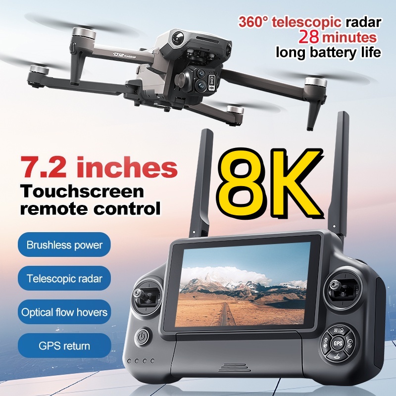 8K 3軸ジンバルブラシレス7.2インチタッチスクリーンFP - Drone Rc Folding のレビューと価格