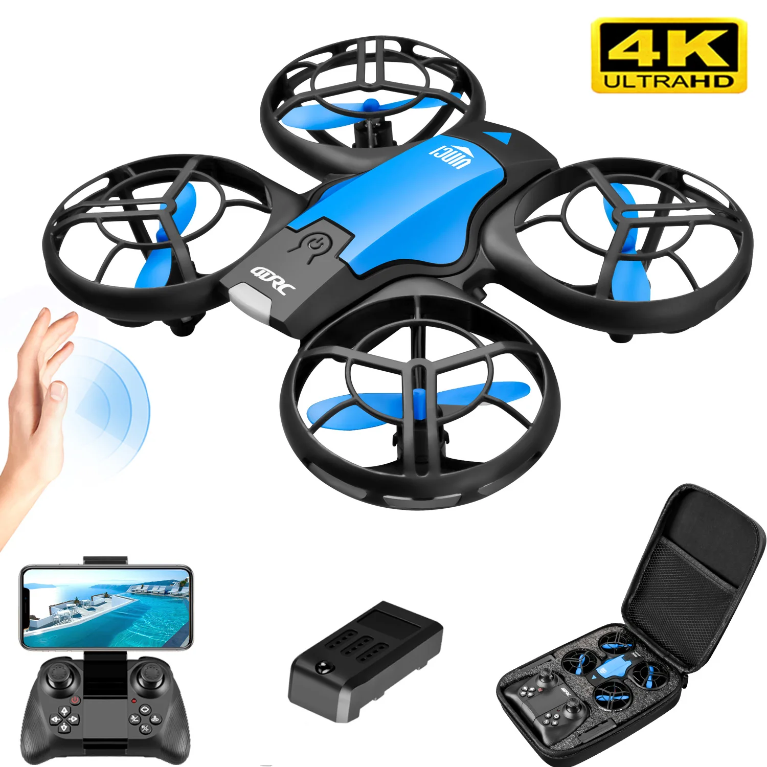 V8新型ミニドローン 4KプロフェッショナルHD 1080P - Drone Rc Cable のレビューと価格