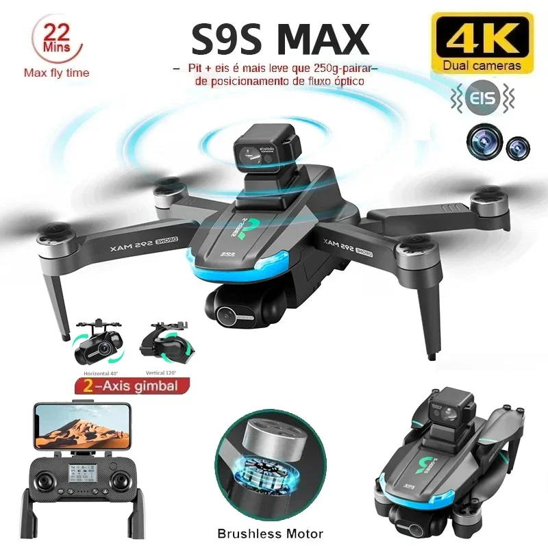 新しい S9S MAX ミニドローン 4K 2 軸 PTZ  - Drone Rc Cable のレビューと価格