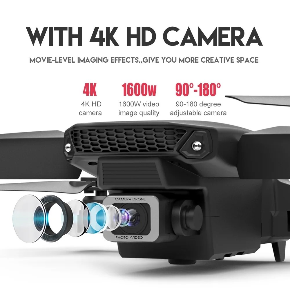 RCドローン 新型E88Pro 4Kプロフェッショナル 2つ - Drone Rc E88 Pro のレビューと価格