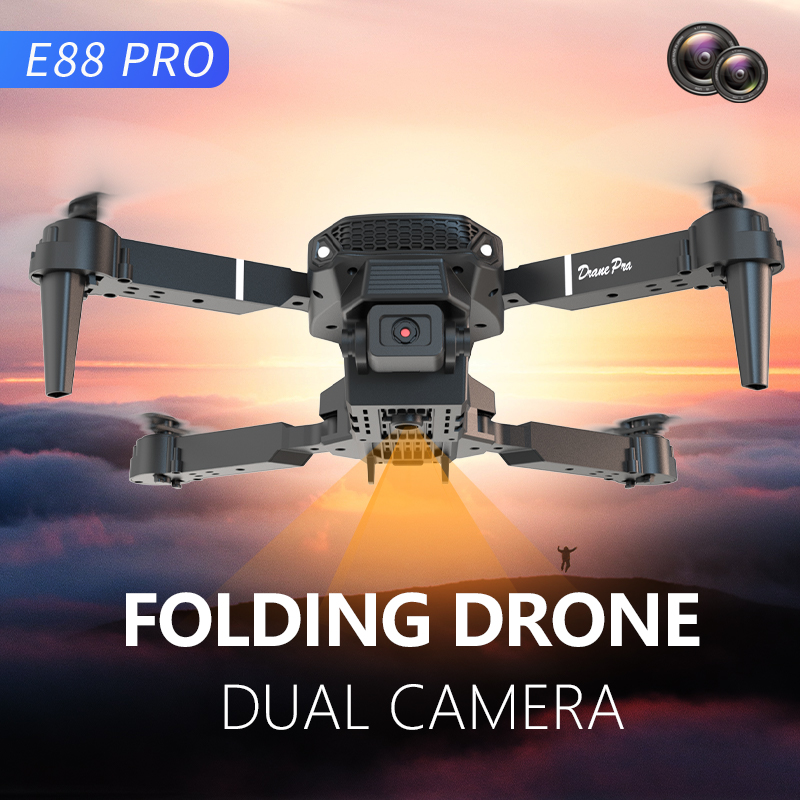 E88 Proミニドローン デュアルカメラ搭載 折りたたみ式 - Drone Rc E88 Pro のレビューと価格