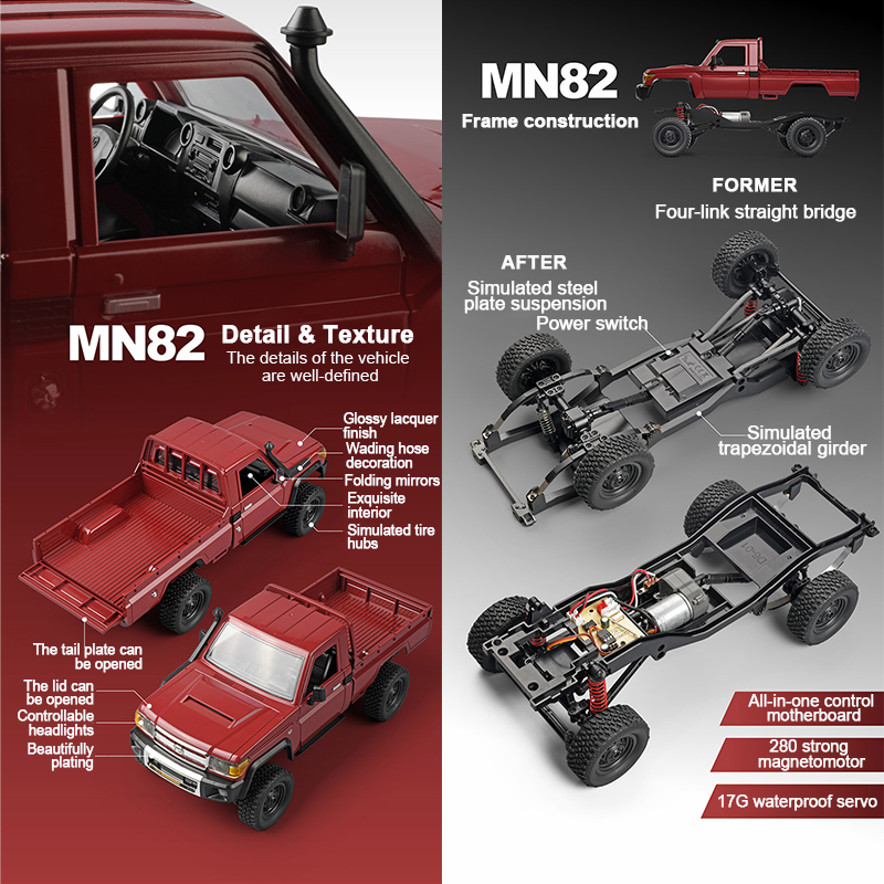 ZWN MN82 1:12 レトロ Rc カー LED ライ - Drone Lidi Rc のレビューと価格