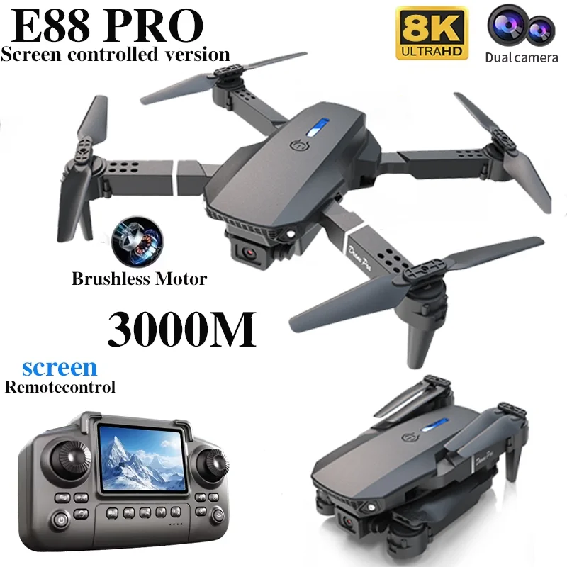 E88 PRO ドローン スクリーン付き 4K HD カメラ - Drone Rc E88 Pro のレビューと価格